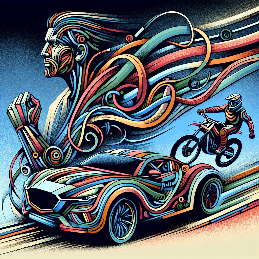 This image weaves the theme of a birthday through an abstract canvas where reality mingles with fantasy. The focal character, an adult Caucasian man, is depicted using impactful lines that are reminiscent of the abstract expressionist style, his connection to his son represented by a safeguarding arm that transmutes into an array of playful shapes and colors. The concept of speed is signified by a twistedly rendered racing car, possibly of the Mazda brand, sprinting through a landscape that contorts and meanders in impossible ways, its shape fusing with other quick vehicles in a lively burst of surreal movement. Off-road bicycles are thoughtfully connected, with their rough tires transforming into abstract motifs that bring the exhilaration of outdoor cycling to life.
Generated with these themes:  white male, Has a son, Races a mazda, Fast cars, and Off road bicycling .
Made with ❤️ by AI.