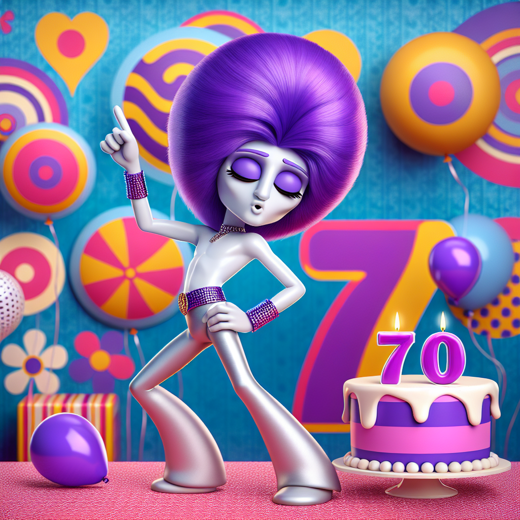 70, 1970s, David Bowie, and Purple hair Birthday Card