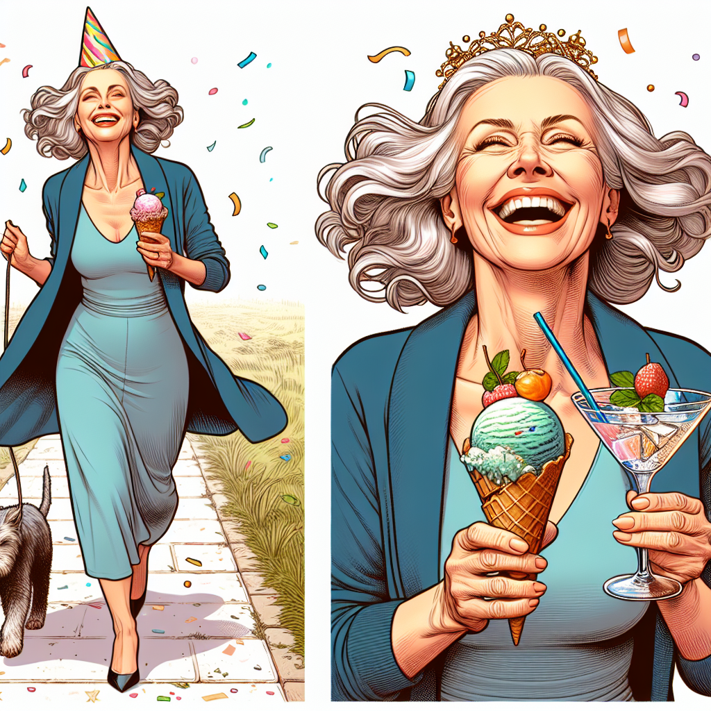 Gin, Woman, 60th birthday, Ice cream, and Walking Birthday Card