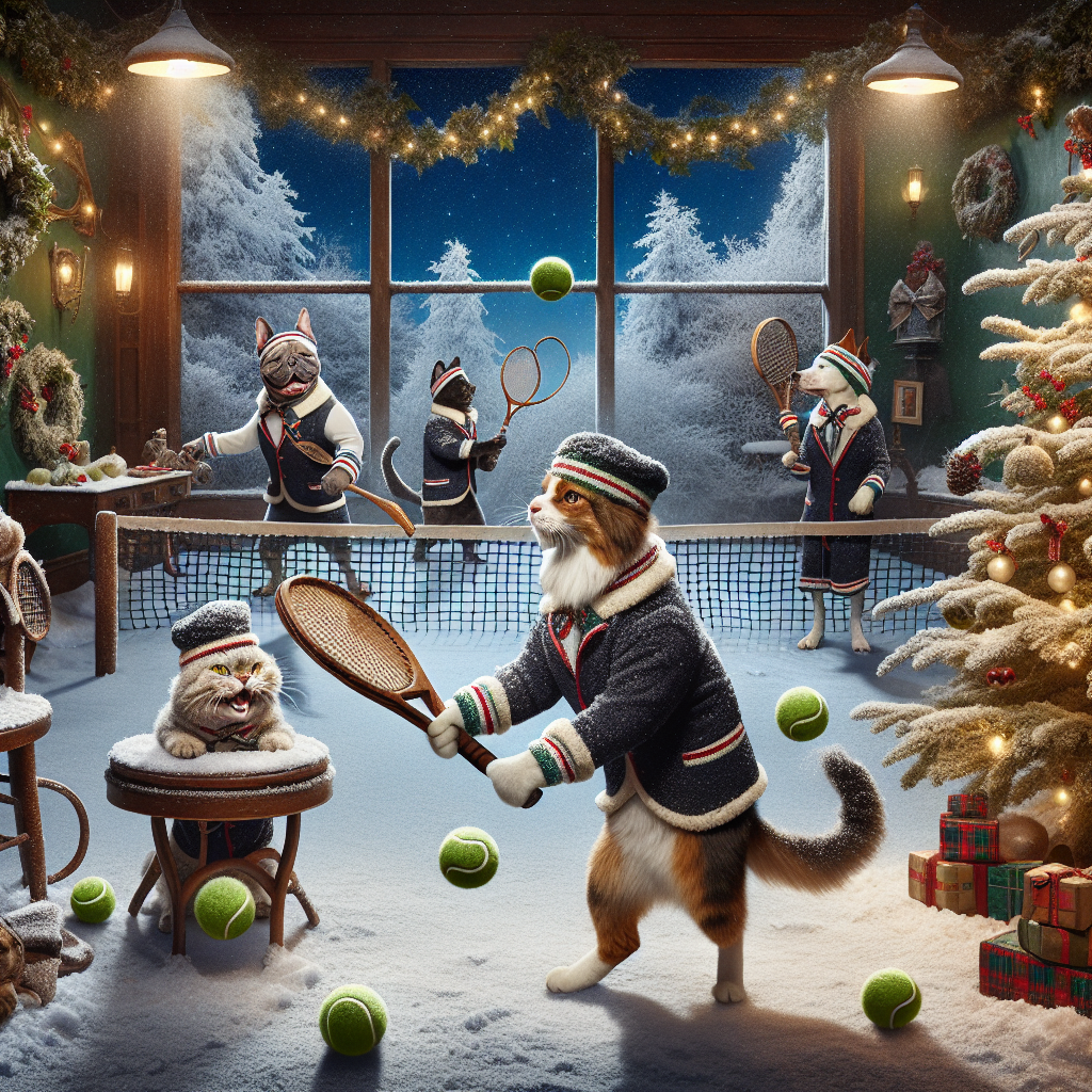 Cats and dogs tennis costumes Christmas Card