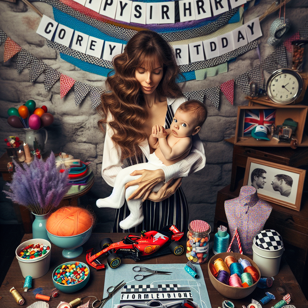 The image displays an intimate, crime scene investigation-inspired birthday celebration. A 38-year-old British mother with flowing brown tresses, stands central, tenderly cradling her 1-year-old male infant. They are at the epicenter of sewing accessories, indicating her pastime, featuring vibrantly hued threads and textiles in disarray. Formula 1 racing elements reveal her fascination, aided by miniature vehicles and checkered banners incorporated into the decor. Candies are plentiful, occupying bowls and jars, demonstrating a congenial, family-oriented ambiance. The environment radiates coziness, with 'Happy Birthday' written in an adorable typeface, spotlighting marital joy and the onset of motherhood.
Generated with these themes: CSI, Sewing , Brown hair, 38 year old, F1, Mother of 1 year old baby son, British, Sweeties, and Married.
Made with ❤️ by AI.