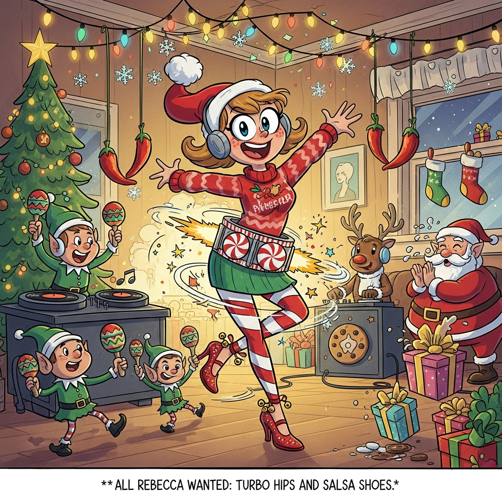 All Rebecca wanted was some turbo hipsAnd salsa shoes , and Christmas Card