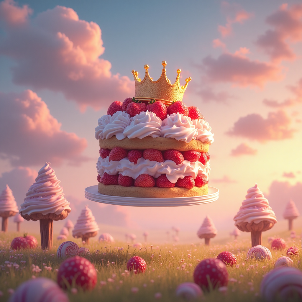 A strawberry shortcake and a crown, and Birthday Card