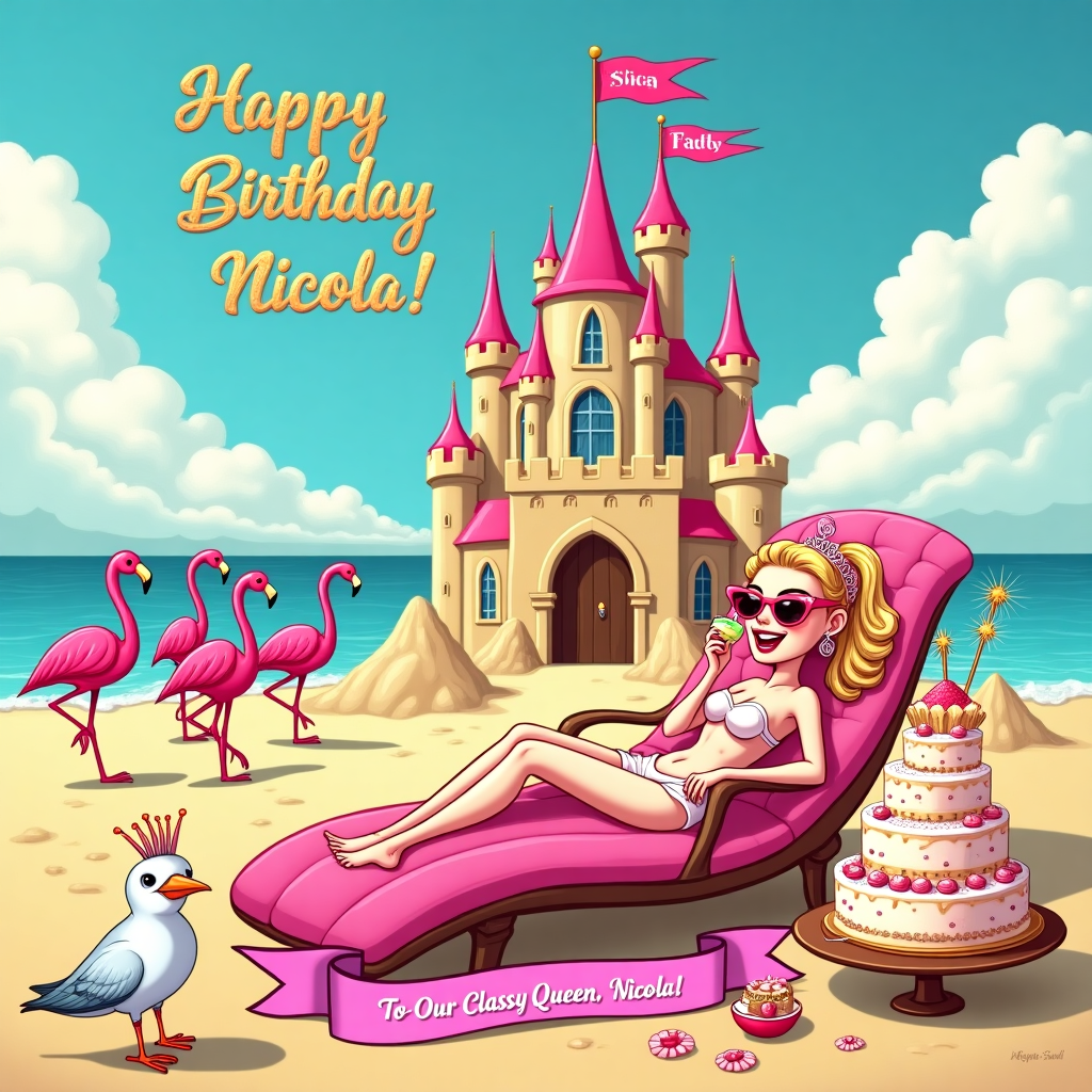 Barbie, Queen, Beverly Hills, pink, beach vibes, blonde, classy Birthday Card