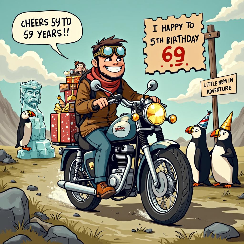 Iceland, Man, Clean shaven, Motorbike, Food and drink, and 59 Birthday Card