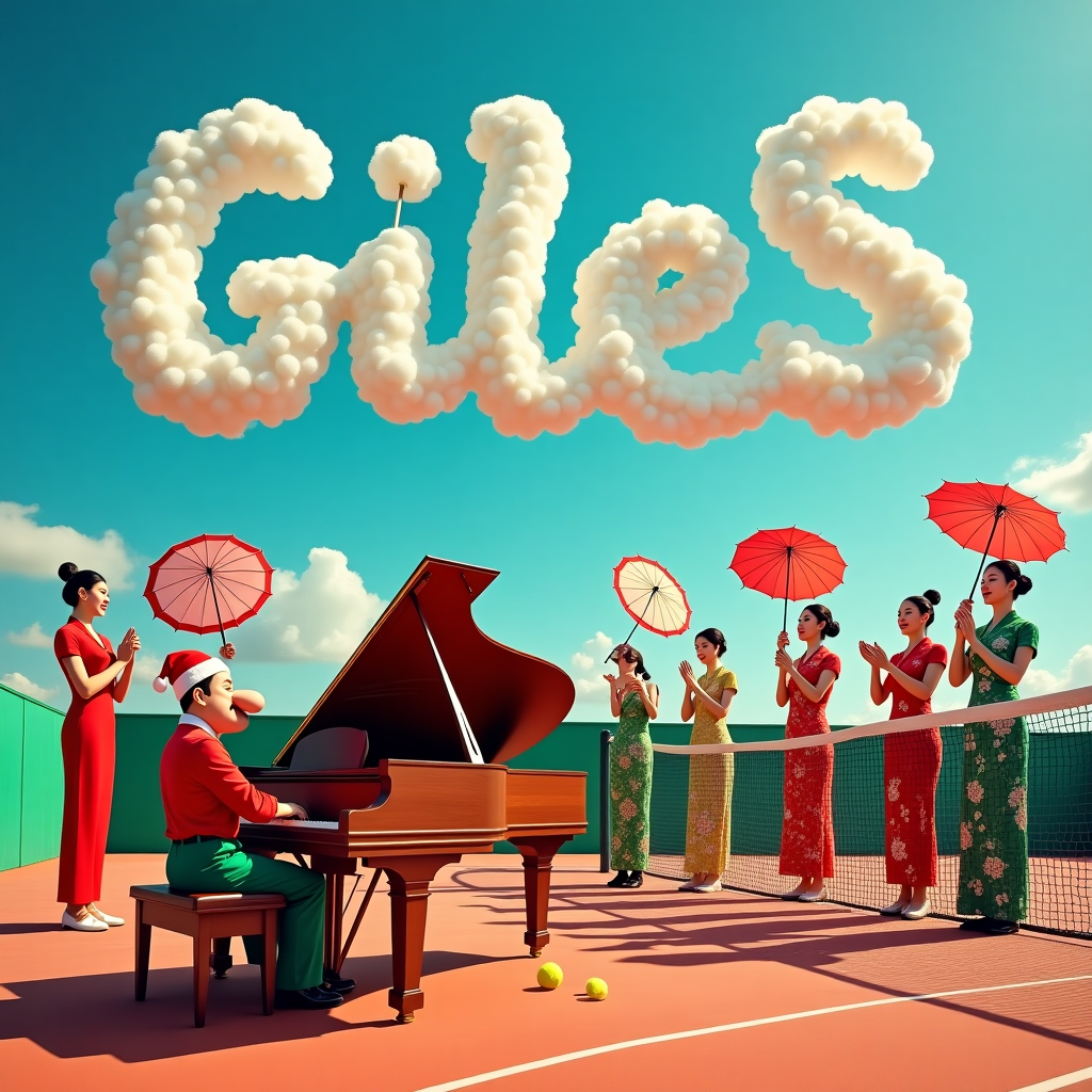 They need to be playing the piano with their big nose in the middle of a baking hot tennis court, surrounded by Asian women Christmas Card