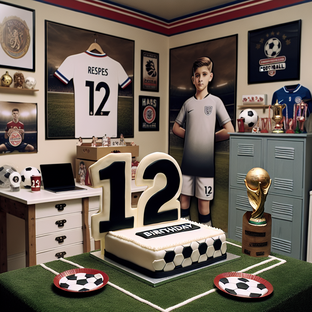 The atmosphere is imbued with a solemn, realistic vibe in a room fully prepared for a 12-year-old boy's football-themed birthday party. Official football merchandise and posters adorn the walls, creating an ambiance of genuineness. In one corner of the room is a life-size cutout of a generic young football player, adding to the atmosphere that respects both the game's discipline and the birthday boy's affection for the sport. The birthday cake is simplistic yet refined, accentuated with an edible representation of a generic World Cup trophy and the number '12'. The number stands as a symbol not merely of the boy's age but also exemplifies attributes of teamwork and fortitude.
Generated with these themes: 12th , Football, FIFA, and Boy.
Made with ❤️ by AI.