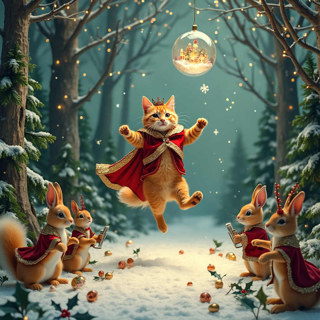 Ginger cat christmas panto Christmas Card