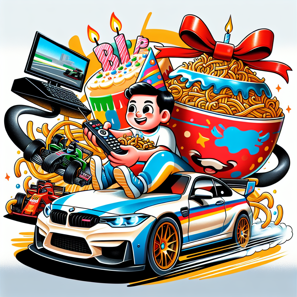 Bmw, F1, Tv, and Chow mein Birthday Card