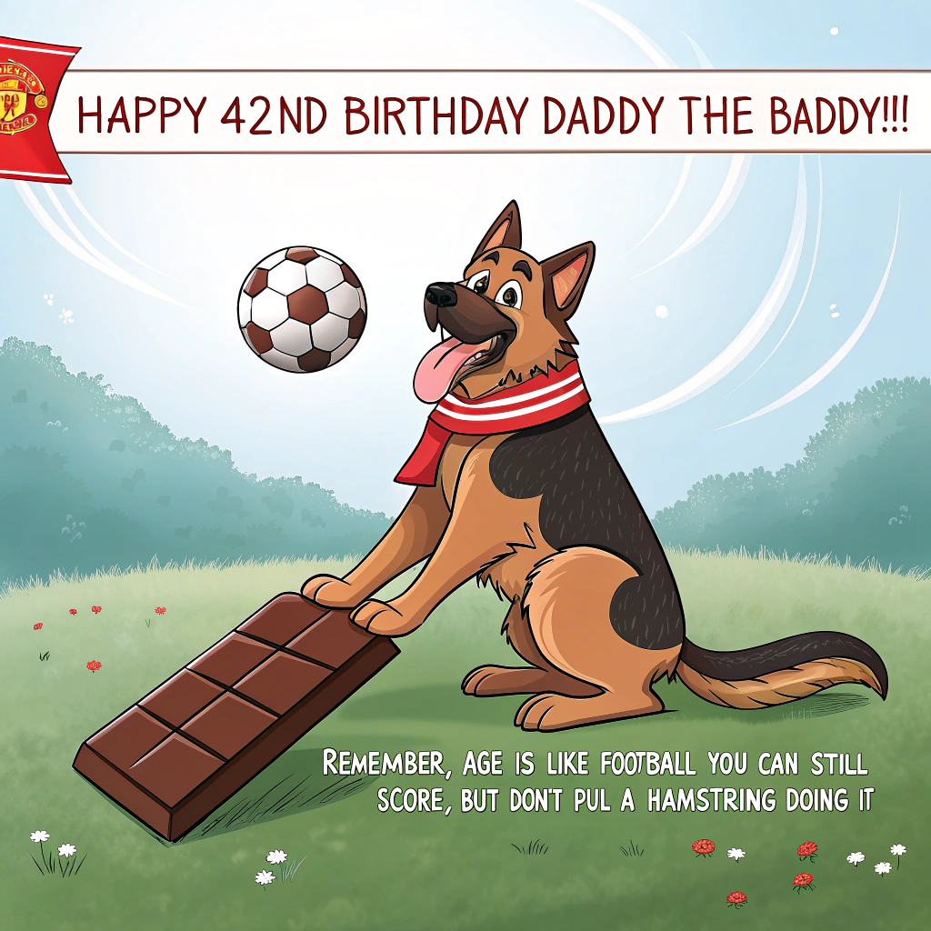 Men's Football team, Men's Boxing, CHOCOLATE, Alsatian dogs, Men's Man United team, and Birthday Card
