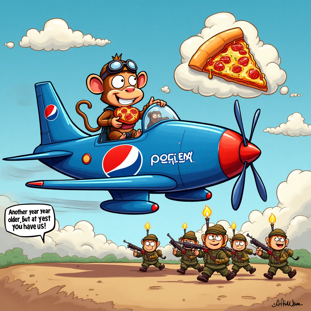 Aeroplanes, pepsi max, heart shaped doughnut, pizza, pilot, combats, fleeces, and Birthday Card