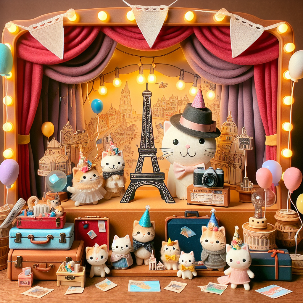 Create a whimsical birthday illustration set on a cozy theater stage, adorned with travel-themed decorations such as miniature versions of the Eiffel Tower and various types of luggage. Onstage, a family of cute cats donning festive hats are performing a play, embedded within is a cat portraying a mother, equipped with a camera to capture the moment. This particular detail emphasizes the joy and essence of motherhood amidst an intriguing journey. Balloons and streamers are floating in the backdrop, magnifying the festive atmosphere of the scenario.
Generated with these themes: Cats, Theatre, Travel, and Being a mother.
Made with ❤️ by AI.