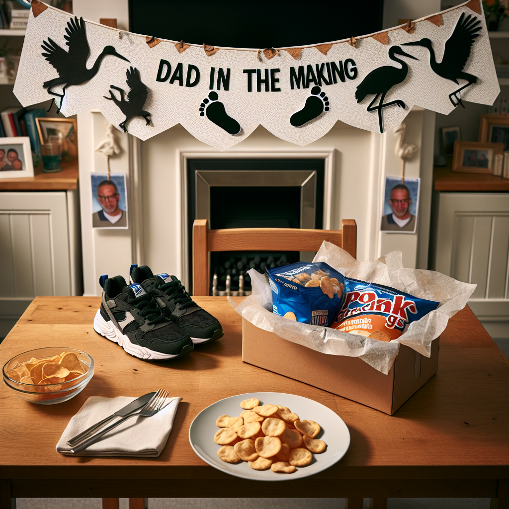 Imagine a festive table set for a Father's Day celebration. No guests have arrived, but the setup clearly indicates acknowledgment for a soon-to-be father. A banner stating 'Dad in the Making' playfully hangs above, adorned with diminutive footprints and silhouette images of storks. At the heart of the table lies an unopened package of pork scratchings, signifying the honored guest's favorite snack. Next to it, a gift-wrapped box sneakily reveals a pair of fresh trainers, symbolizing the future walks the prospective father will undertake as part of his daddy duties.
Generated with these themes: Father to be , Pork scratchings , and Sketcher trainers.
Made with ❤️ by AI.