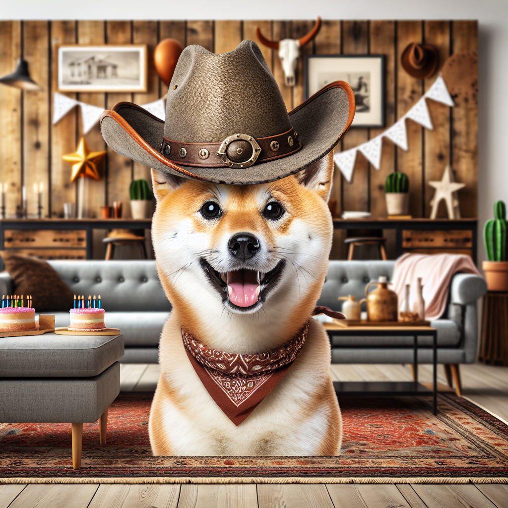 Shiba inu, cowboys, interior design Birthday Card