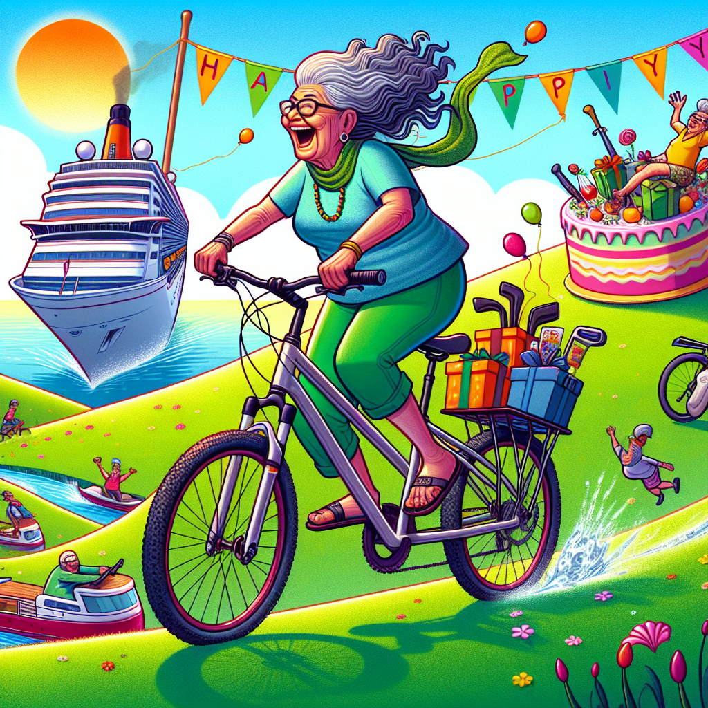 Mountain bike , Old lady, Golf, and Cruise Birthday Card