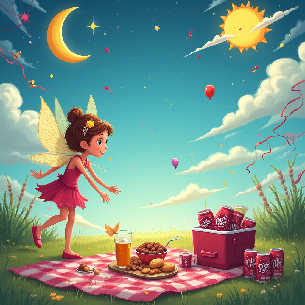 Dr Pepper , Luna, Party, Picnic , Moon, Sun, Fairy, and Birthday Card