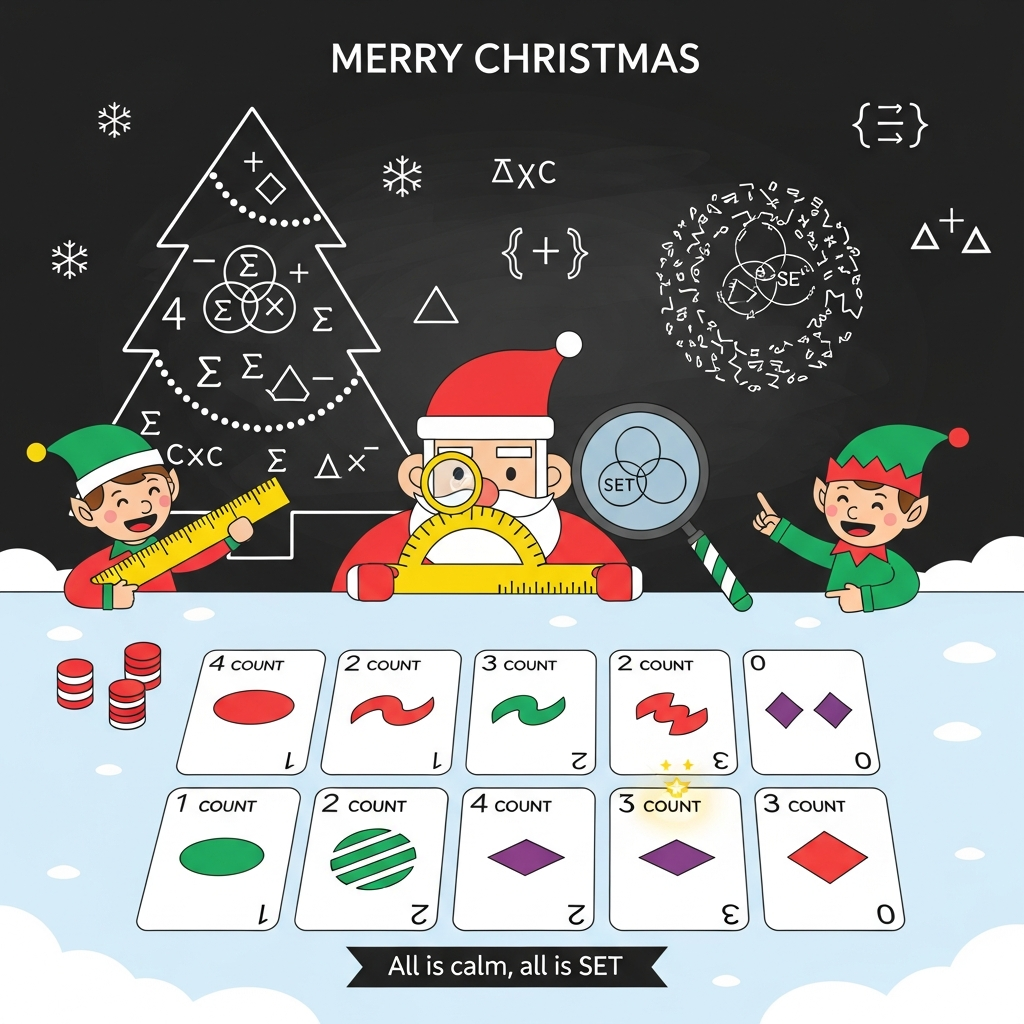 Something related to mathematics and to a board game called SET, and Christmas Card