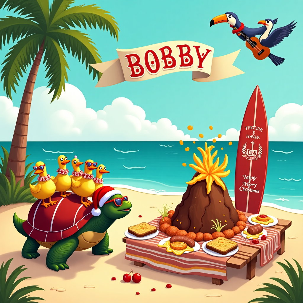 Hawaii, Liverpool fc, Darts, Ducks, Tortoise, and Full english breakfast Christmas Card