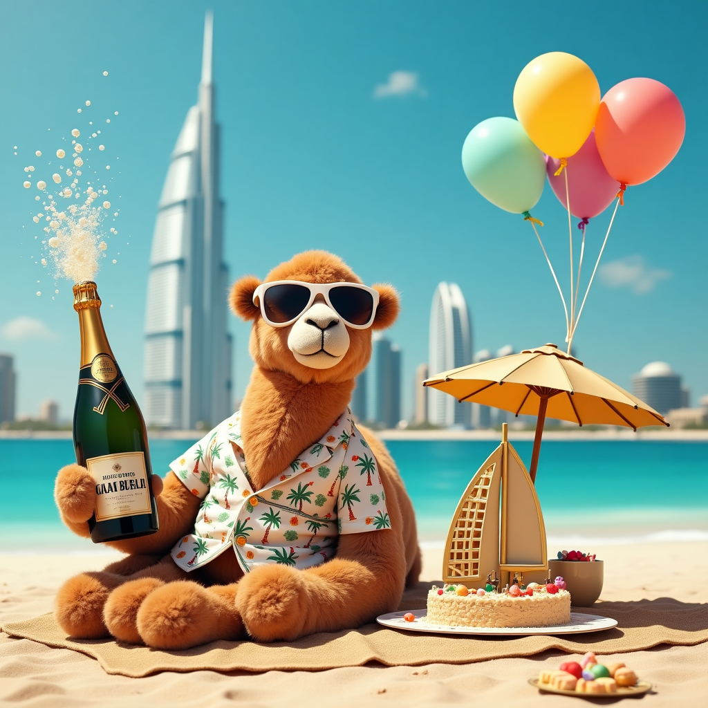 Dubai, and Champagne Birthday Card