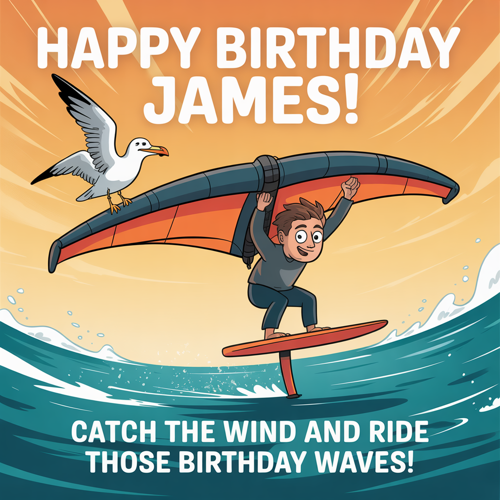 Wing foiling, and Birthday Card