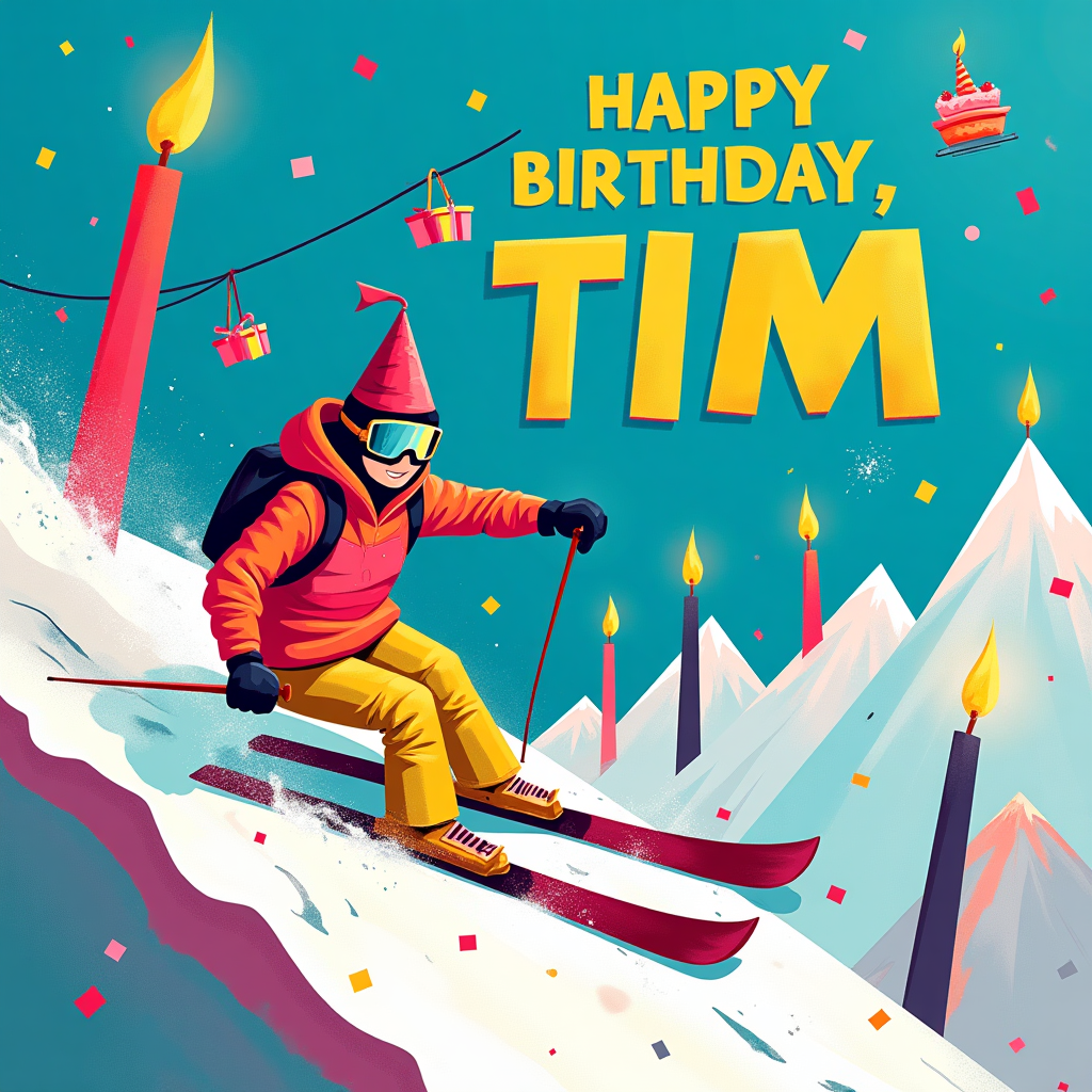 Skiing, and Birthday Card