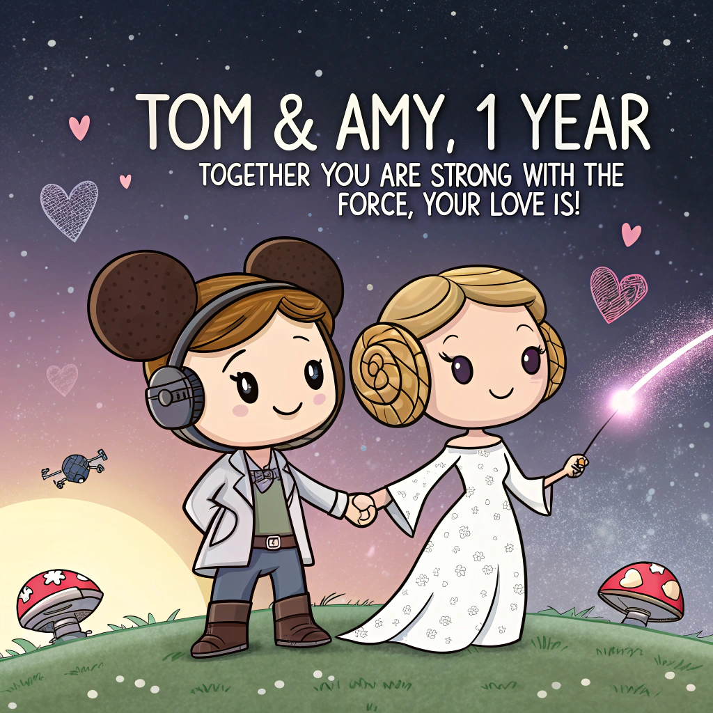 May the Force Be With You, Star wars wedding, 1st wedding anniversary , Blonde hair, and Disney Anniversary Card