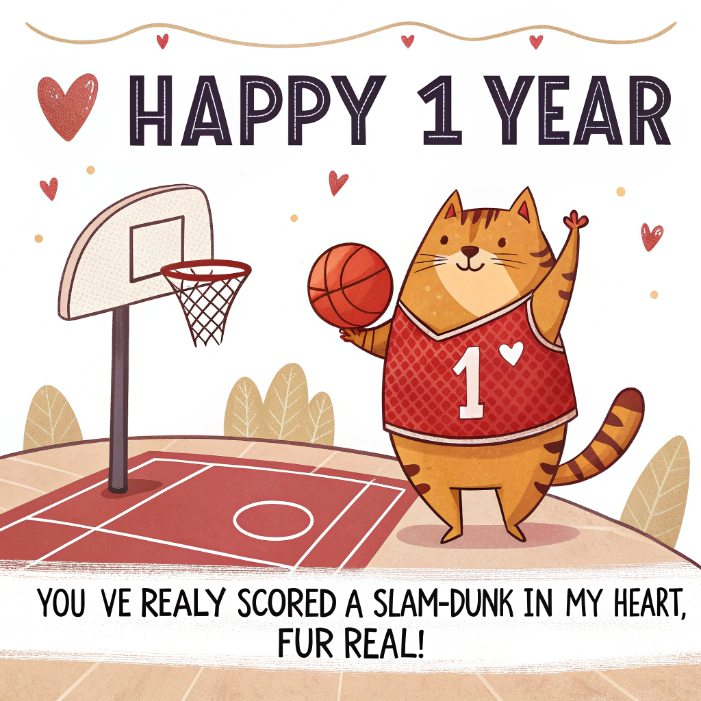 Cat, Basketball, and Valentines-day Card