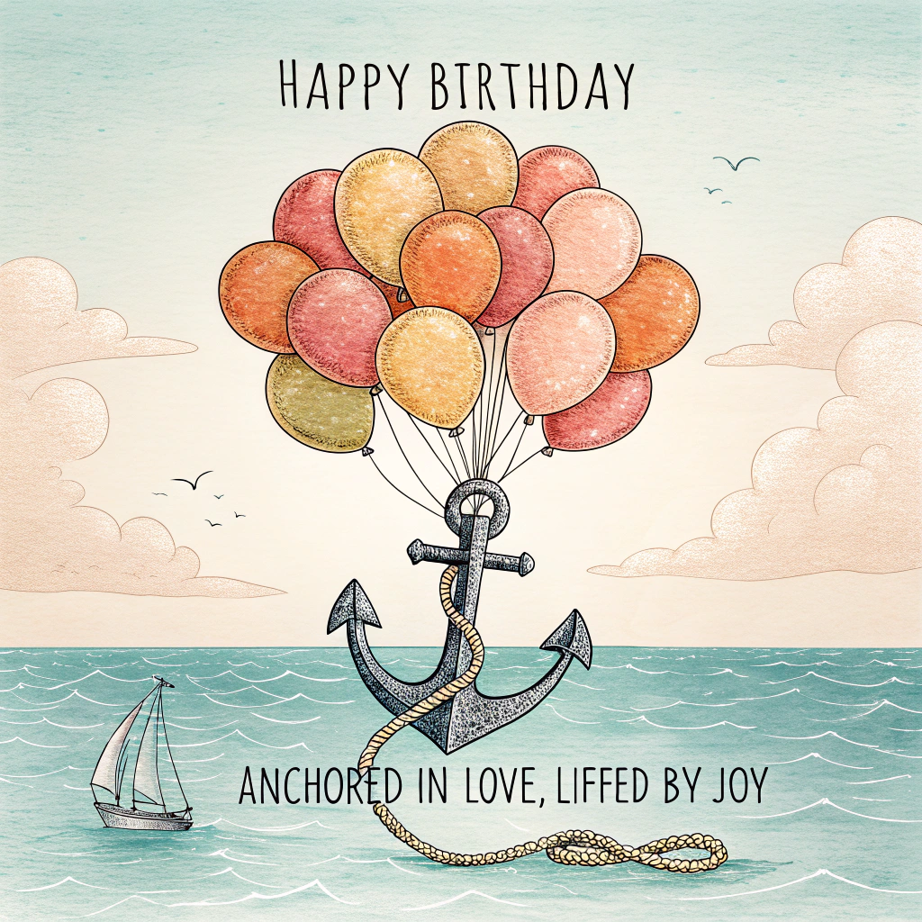 Balloons, Ship ancor, and Birthday Card