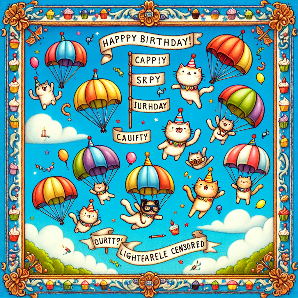 Cats, Sky diving , and Swearing Birthday Card