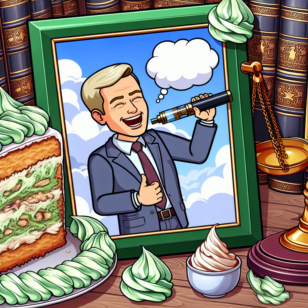 Picture a lively birthday atmosphere centering on an cartoon character who resembles a typical Caucasian office manager joyfully using a vape. In a speech bubble, place an iconic humorous quote. The scene interestingly incorporates scales of justice and gavels, amidst swirls of pistachio ice cream. An inviting coffee cake is situated on an ornate party table, inviting participation, while law books contribute to the framework of the image, crafting a legal-themed festivity.
Generated with these themes: Vaping, Michael scott, Pistachio ice cream, Law, and Coffee cake.
Made with ❤️ by AI.