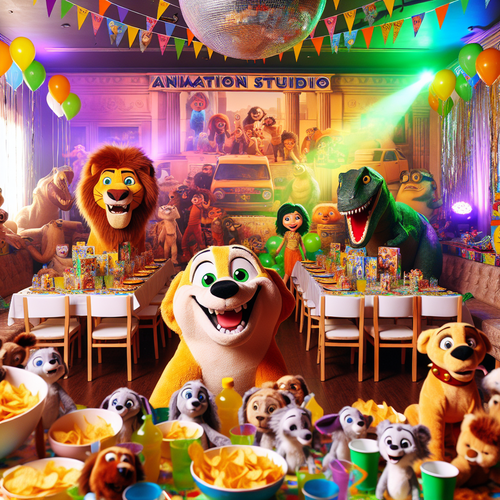 A festive, vibrant birthday scene unravels with a bright, animated canine, characters with lion-like features, and an amusingly large, ancient reptile playfully dispersed throughout the room. Amongst animation studio-themed decor, tables are spread with bowls of chips, and the air hums with rhythmic tunes coaxing guests to sway. Cuddly toys from a movie based on emotions are readily available for warm embraces, exuding an atmosphere abundant with happiness and delight.
Generated with these themes: Bluey, The Lion King, Giganotosaurus , Disney, Crisps, Dancing, Inside Out, and Hugs.
Made with ❤️ by AI.