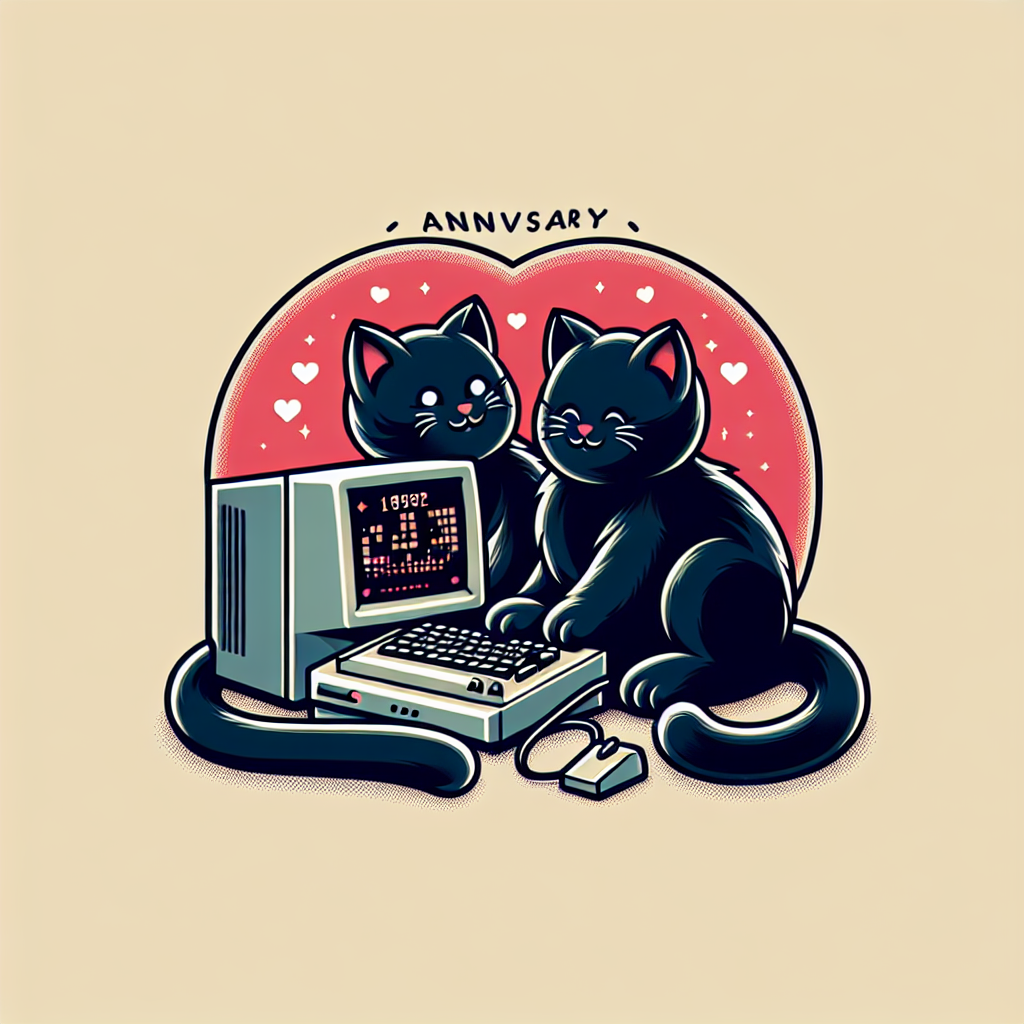 Black cats playing old school RuneScape Anniversary Card