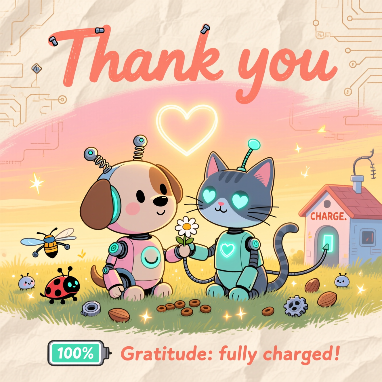 Pet robots , and Thank-you Card