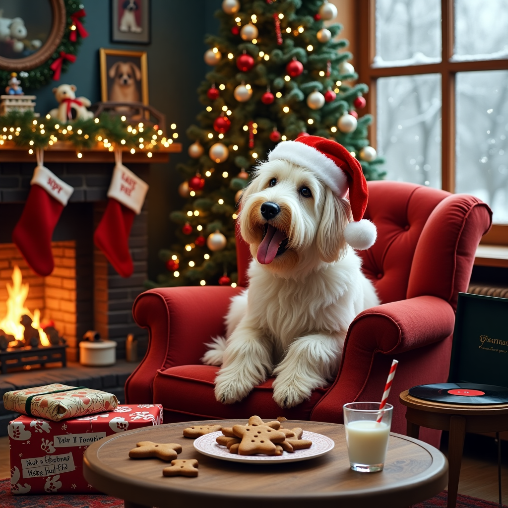 With polish lowland sheepdog Christmas Card