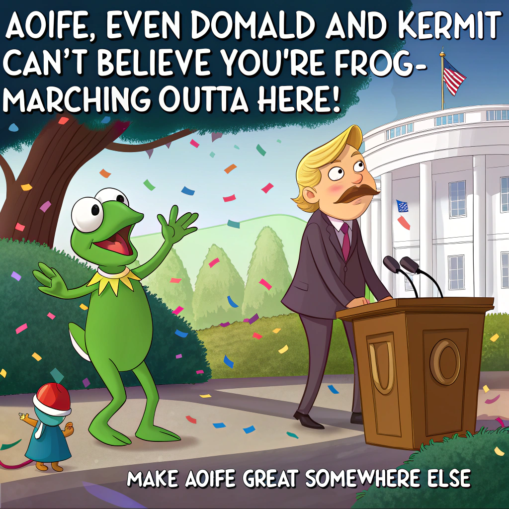 Donald trump with Kermit the frog Farewell Card