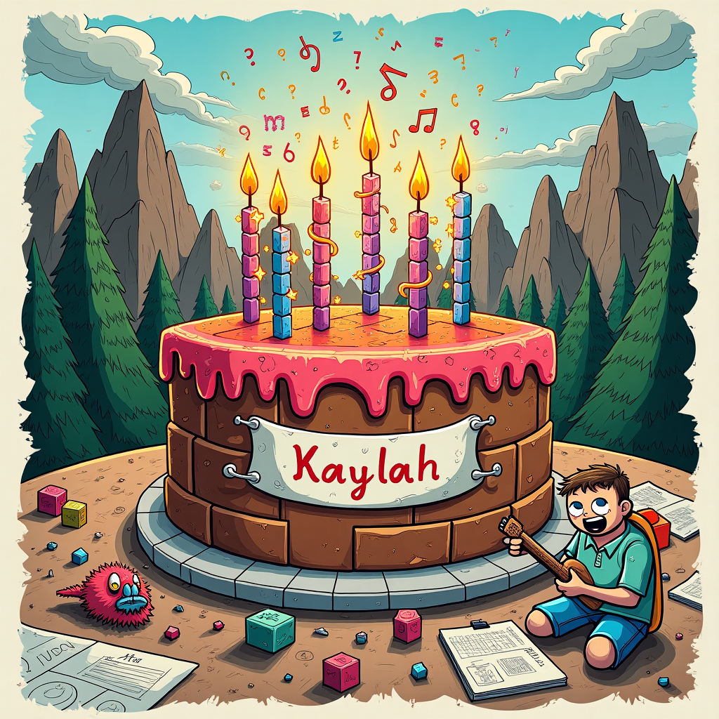 Maths, Minecraft, Debate, Product design, Scott pilgrim, and Music (That Handsome Devil and other bands in that genre) Birthday Card