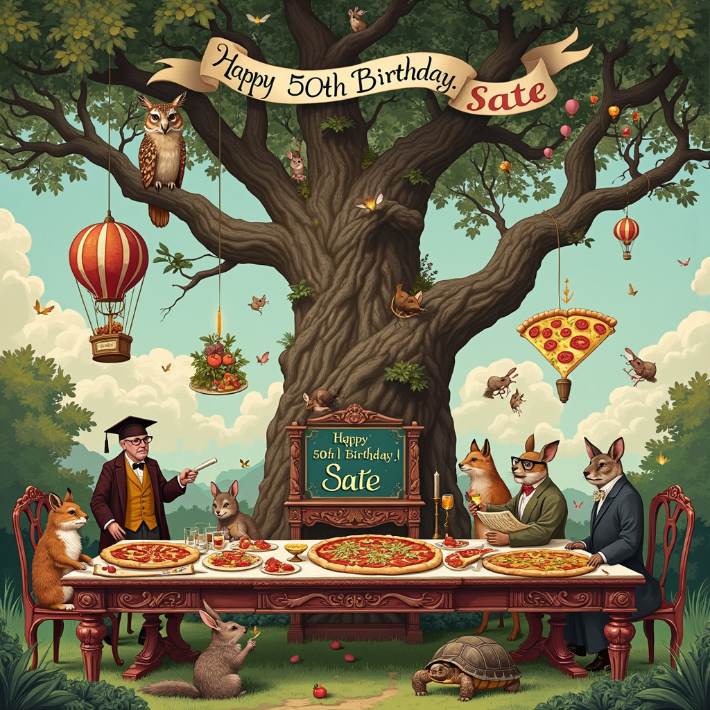 Left-handed, 50th birthday, Lecturer, and Pizza Birthday Card