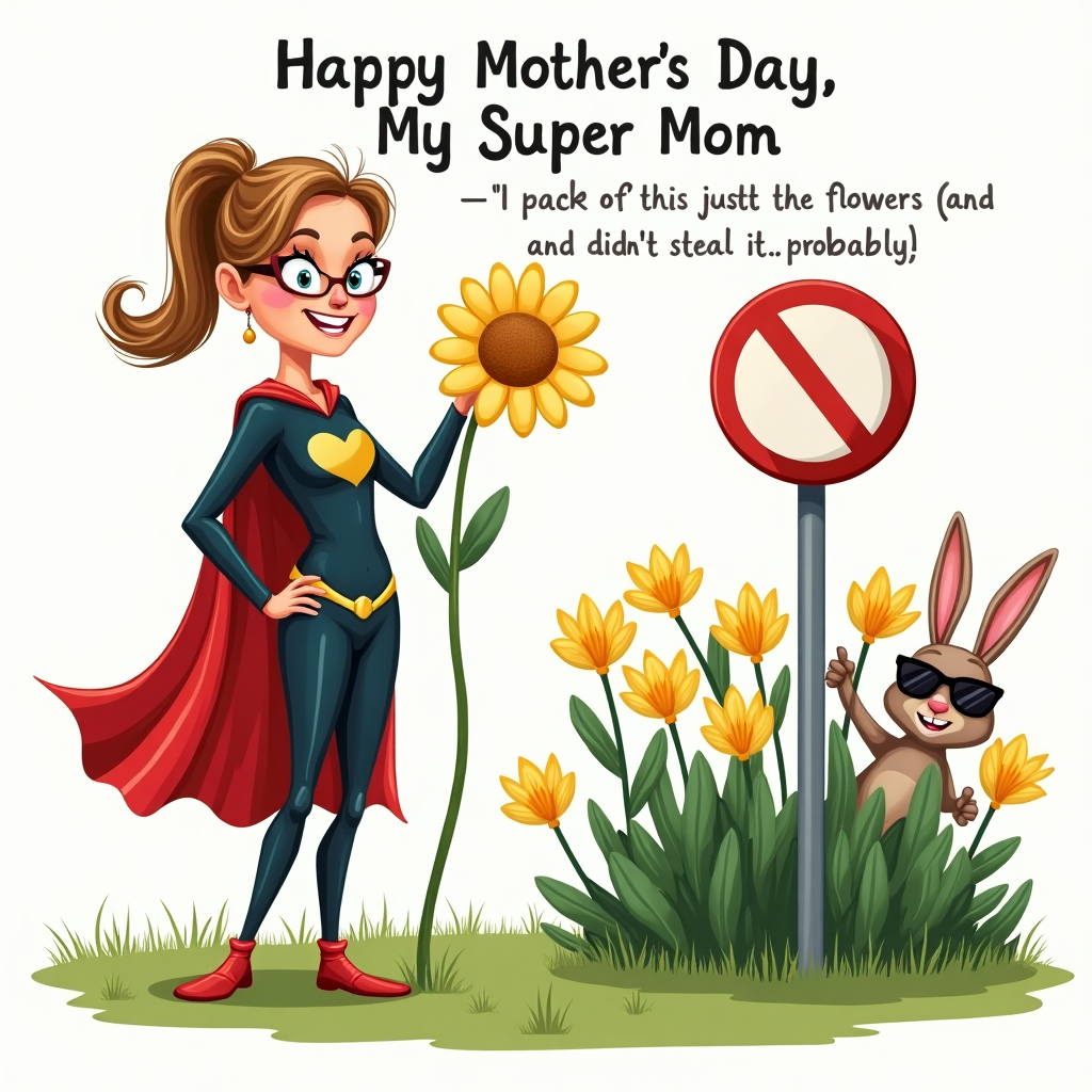 A lady holding a flower Mothers-day Card