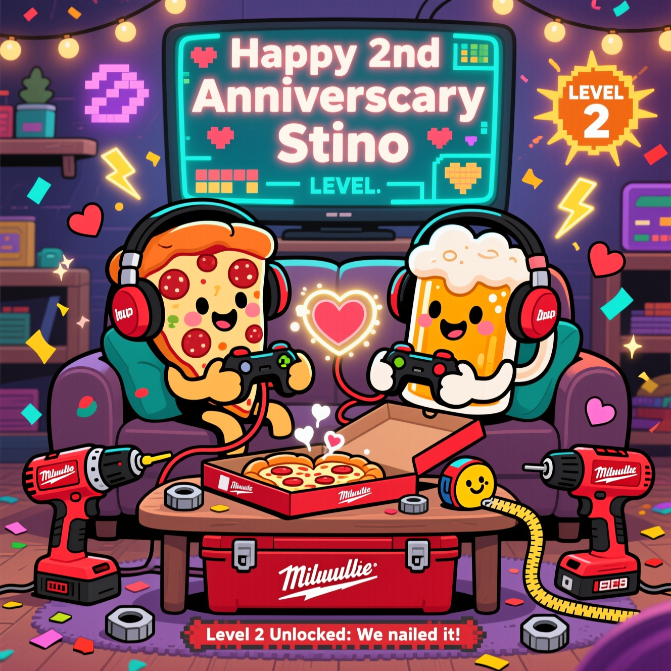 Milwaukee tools, Gaming, Pepperoni pizza , Beer, and Anniversary Card