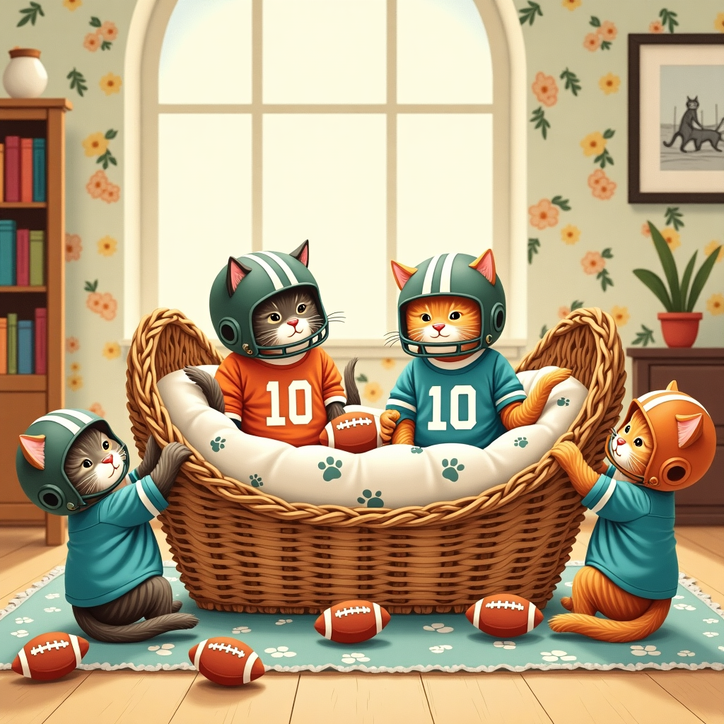 Cats, and Football New-baby Card