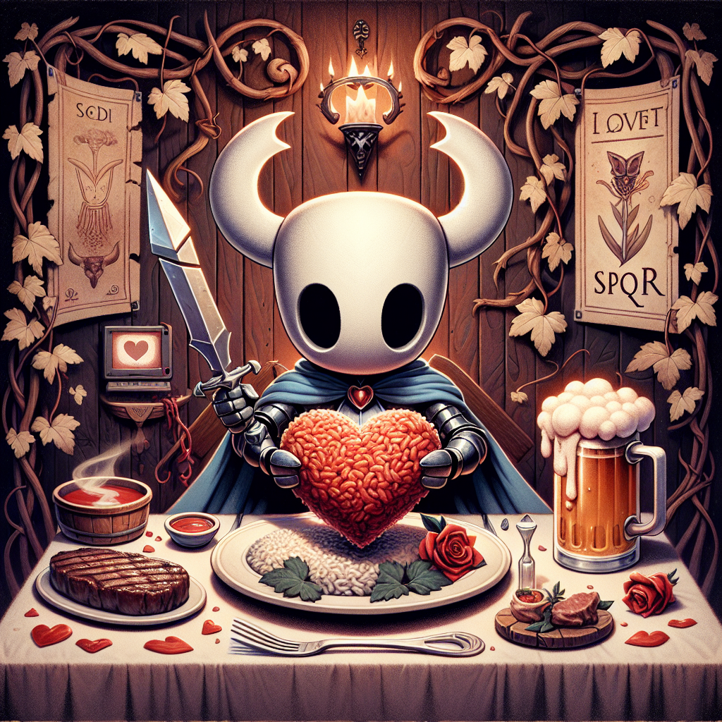Hollow Knight, Risotto, Beer, Steak, Computers, and Roman Empire Valentines-day Card