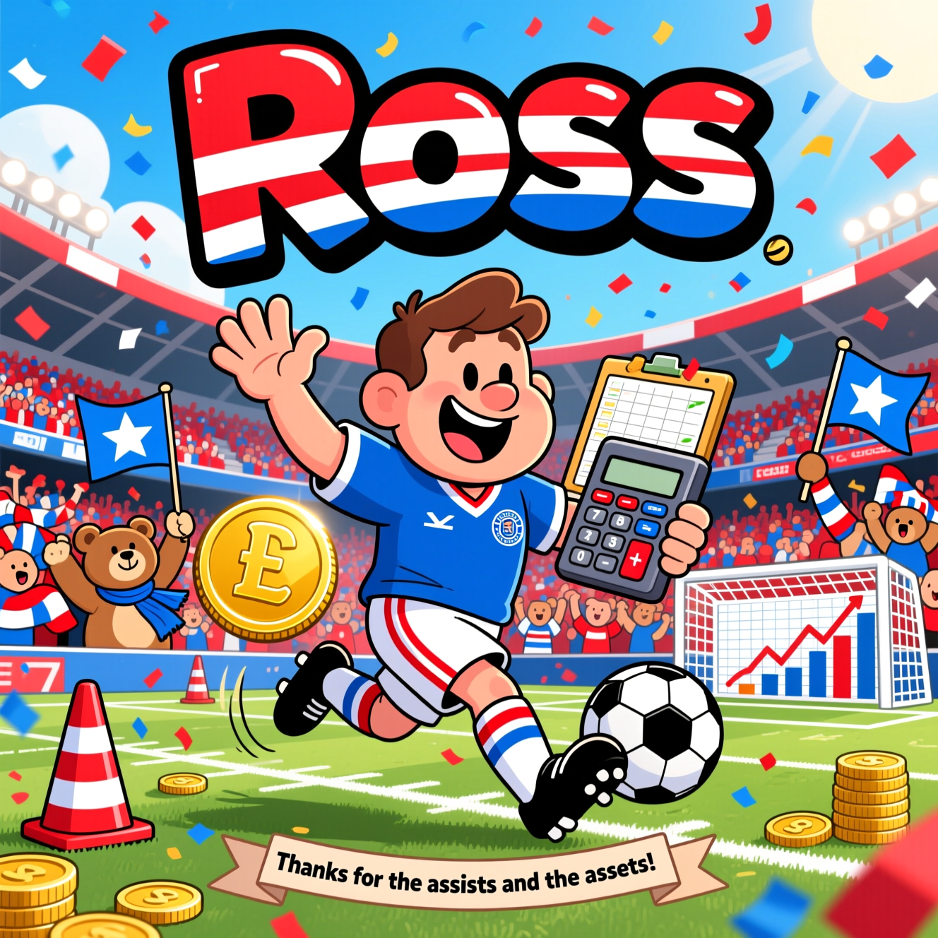 Rangers FC, Football, Red, White, Blue, Finance, and Farewell Card