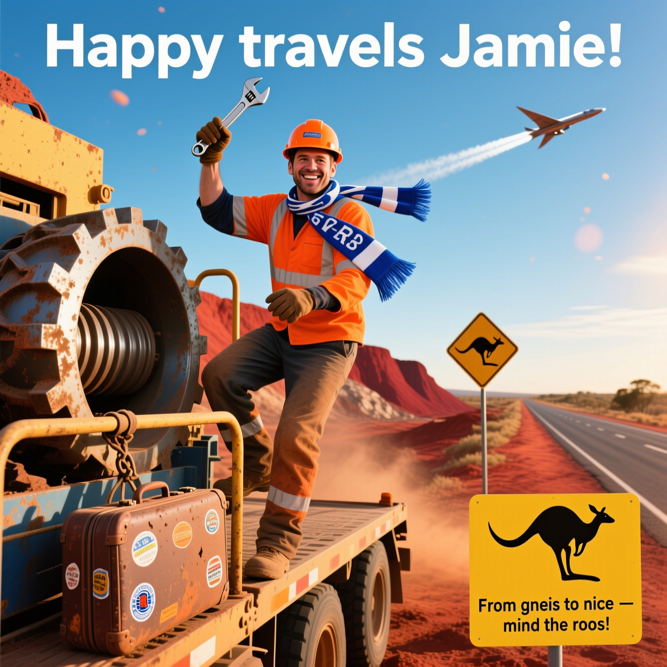 Quarry fitter, Rock crusher, Glasgow rangers, Australia , Traveling, and Farewell Card