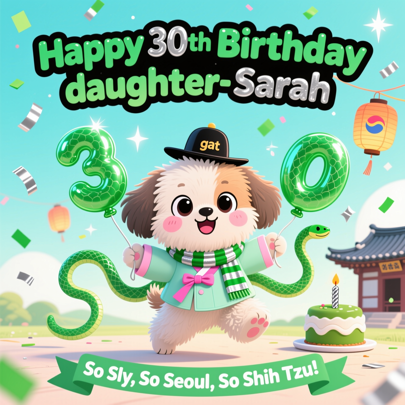Shih tzu korean slytherin , and Birthday Card