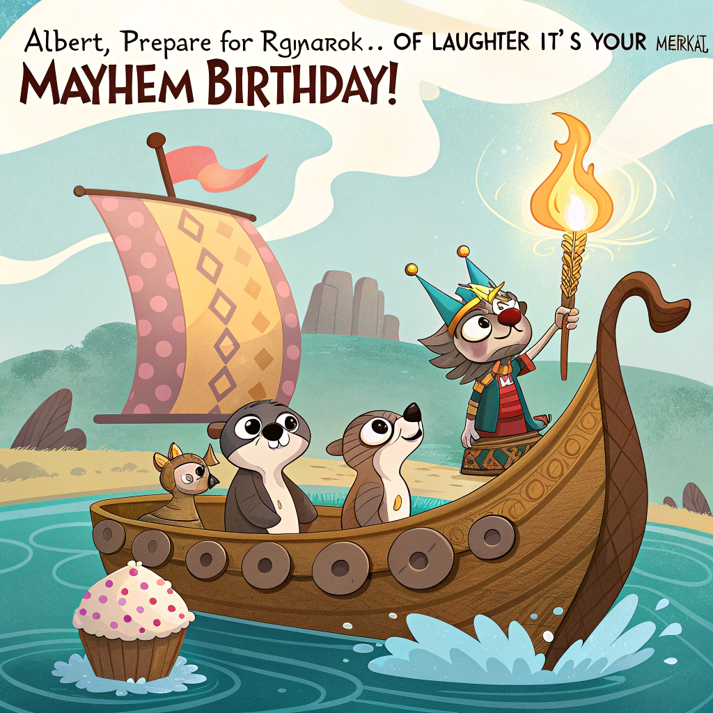 VIKING, and MEERKAT Birthday Card