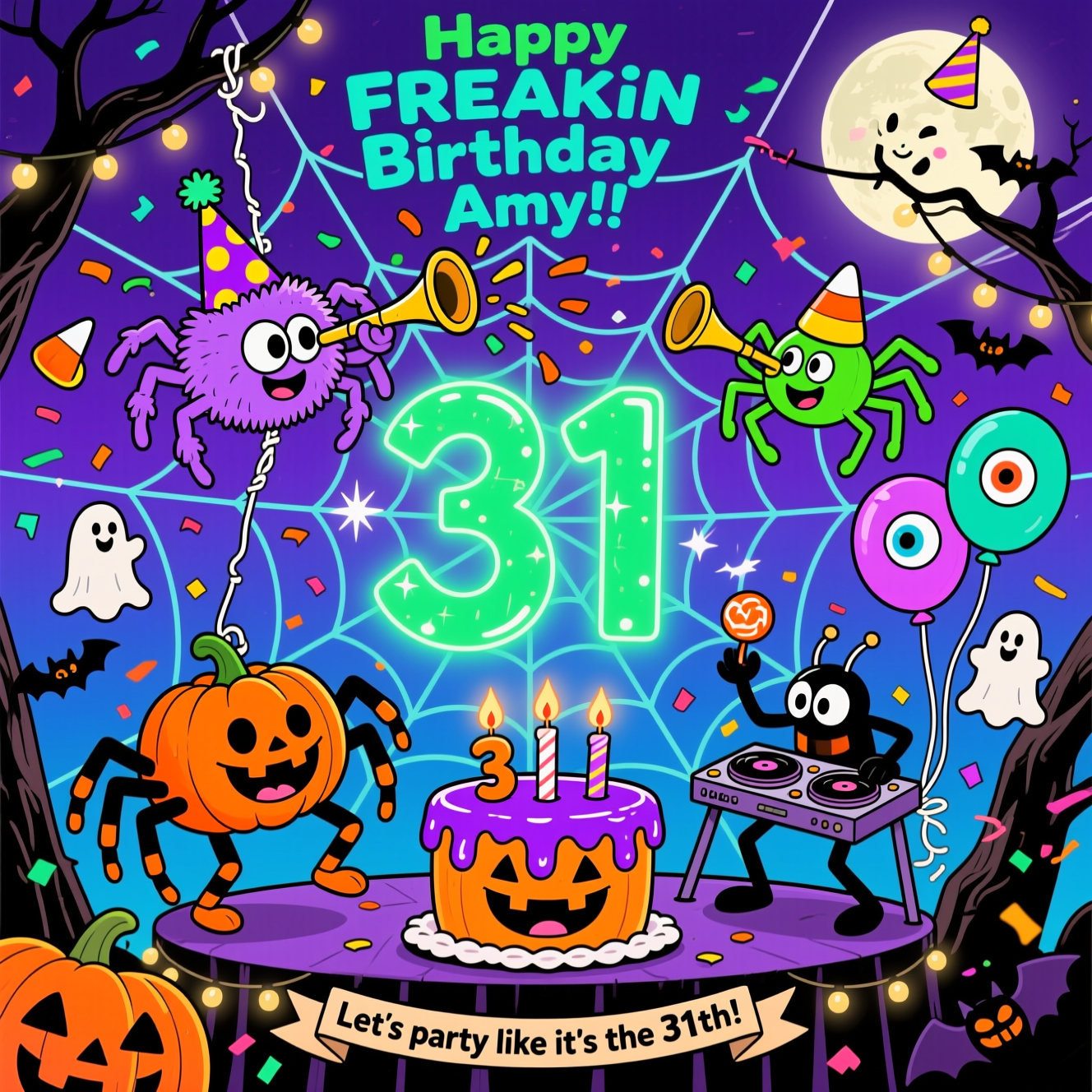 Spooky, spiders, 31, and Birthday Card