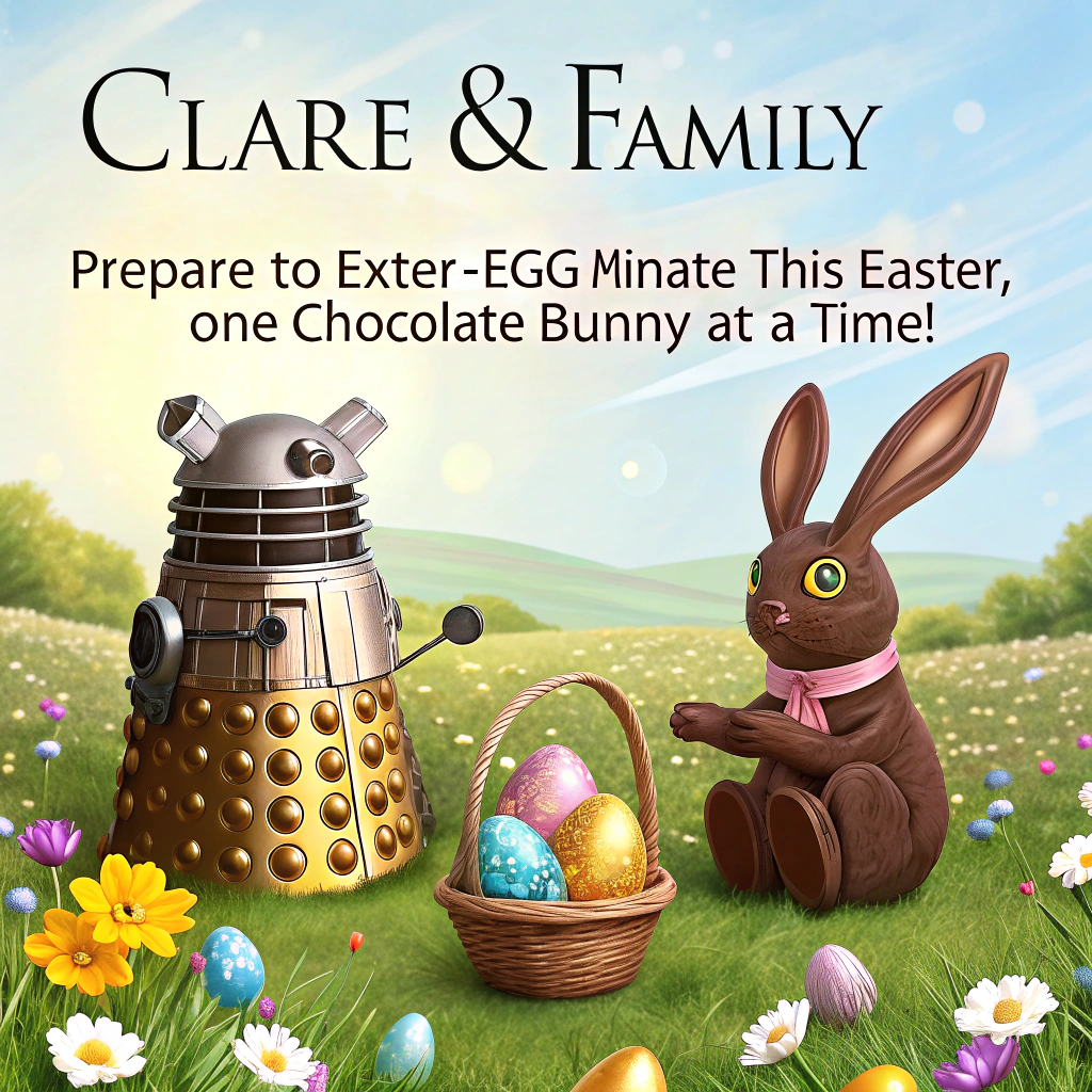 Tardis with Dalek at Easter time Easter Card