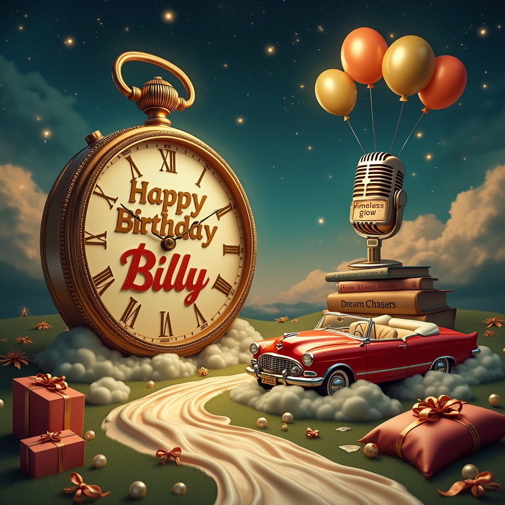 Happy Birthday Billy, Wristwatch , Car, Bed, Face cream, and Podcasts Birthday Card
