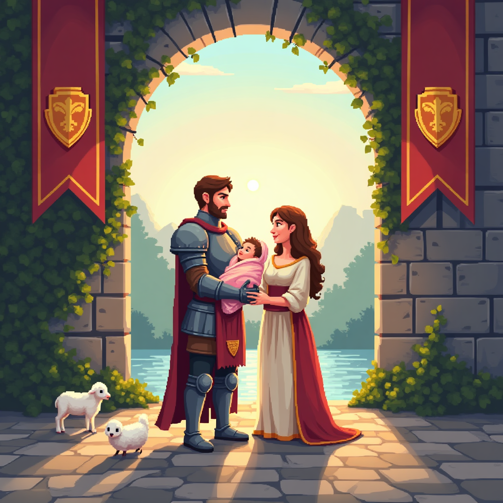 Medieval, and New-baby Card