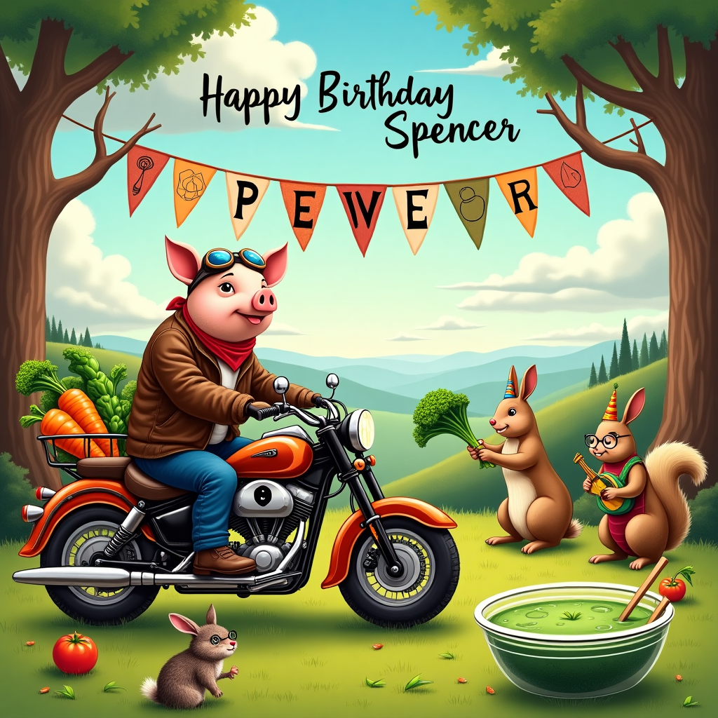 Motorbike, and Vegan Birthday Card